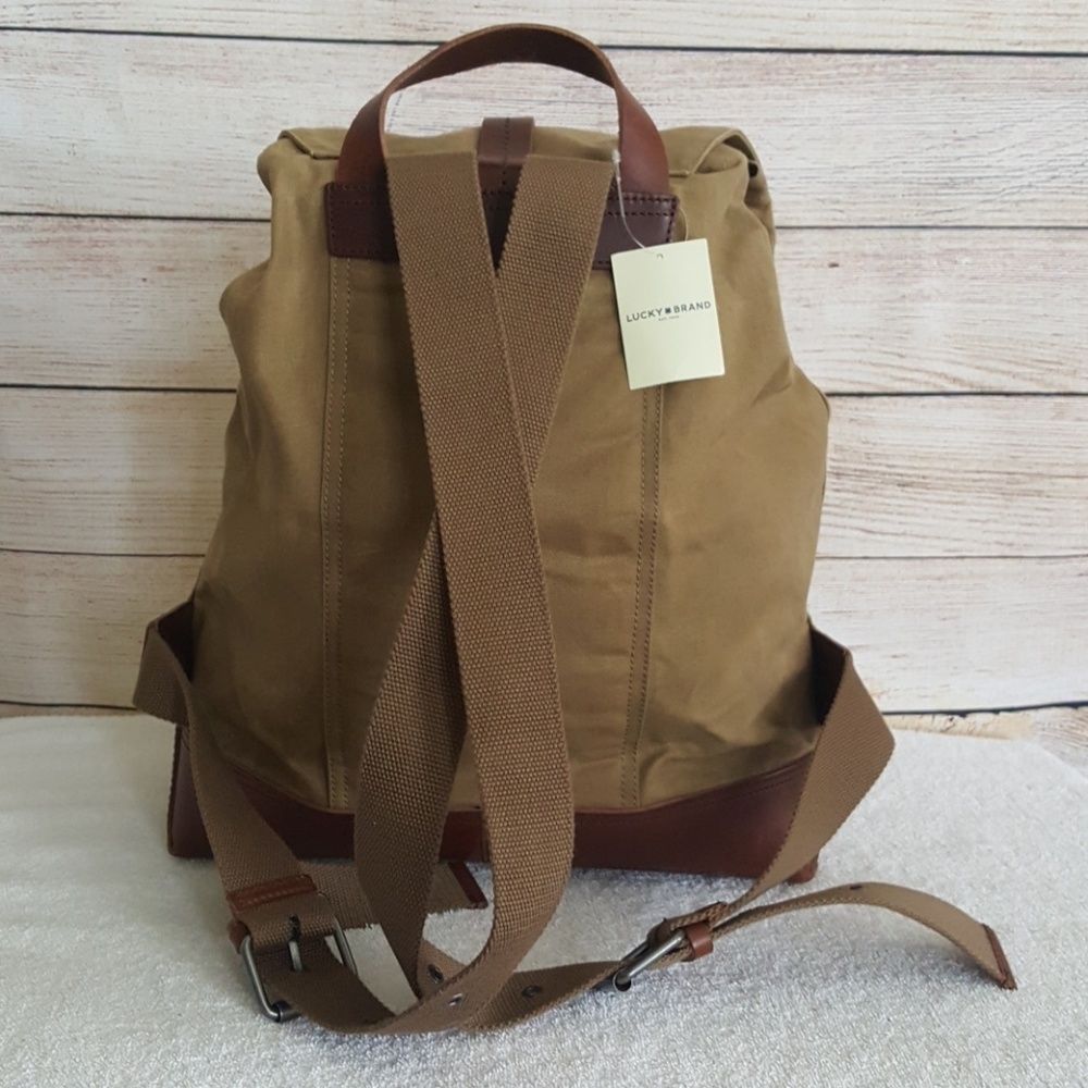 🔥HP x 4🔥Lucky Brand Leather/Canvas Backpack - Picture 4 of 8